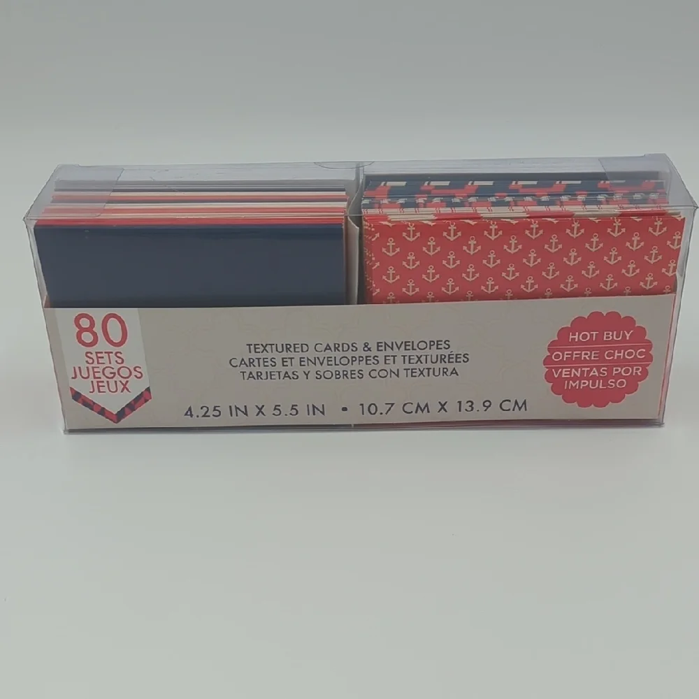 Craft Smift Nautical Anchor Cards & Envelopes Textured 80 Set Red & Blue